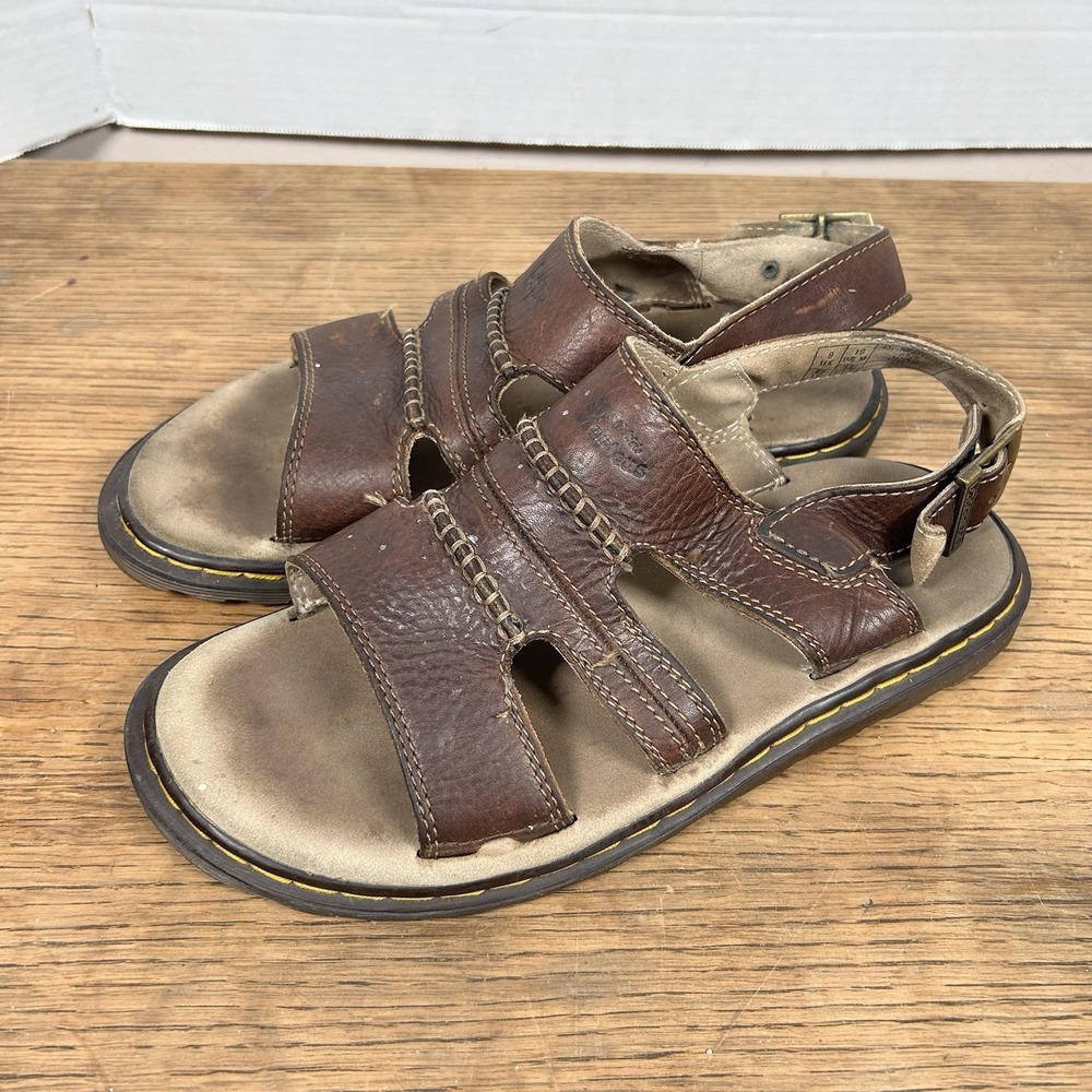 Vintage Y2K Dr Doc Martens Brown Leather Fisherman Sandals Mens Size 10